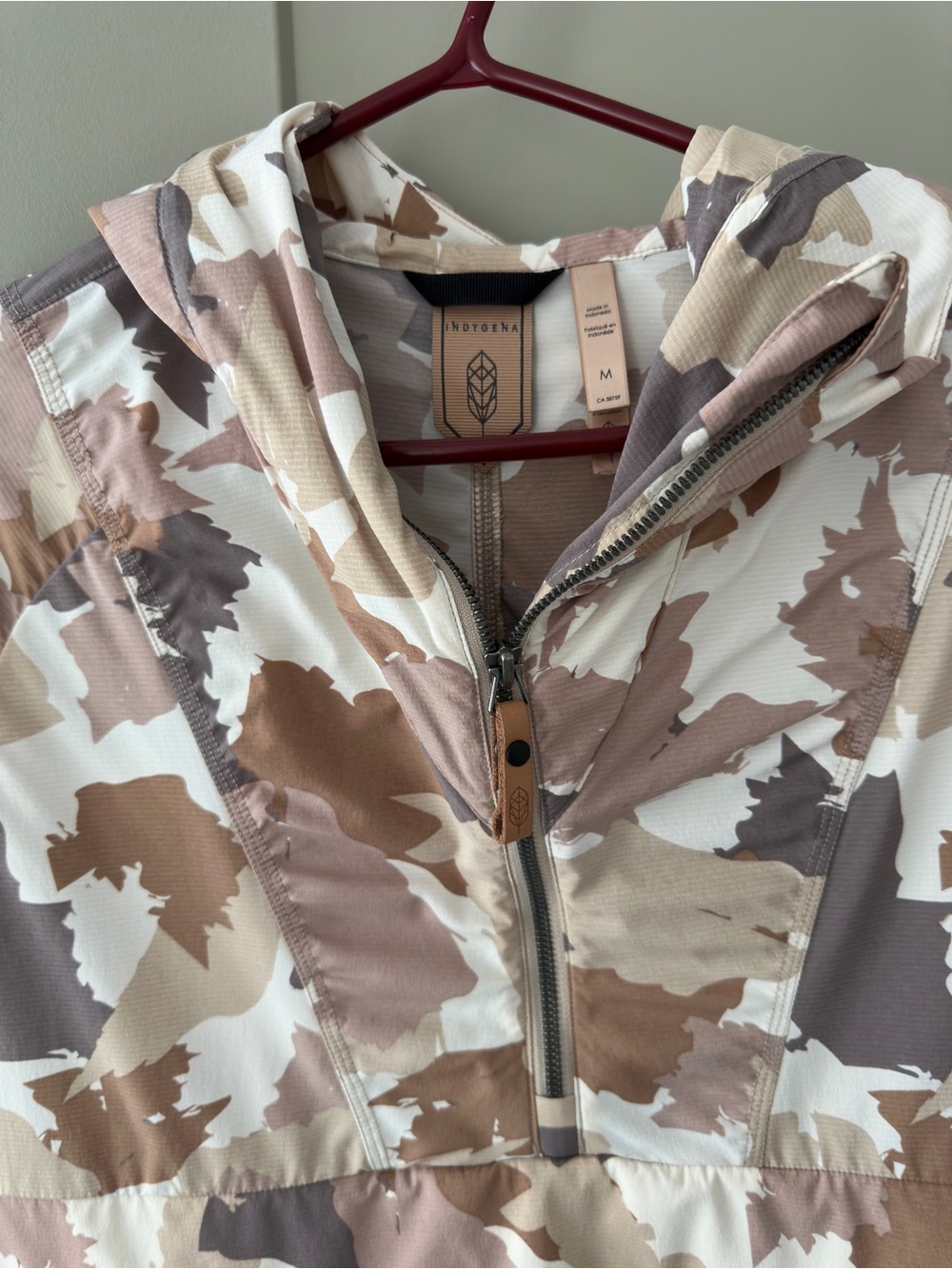 Indygena Beige & Brown Camouflage Hooded Pullover
